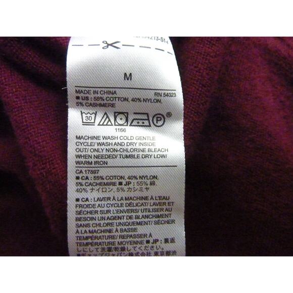 Banana Republic Cashmere Blend Maroon Red V Neck Sweater M - Picture 6 of 6